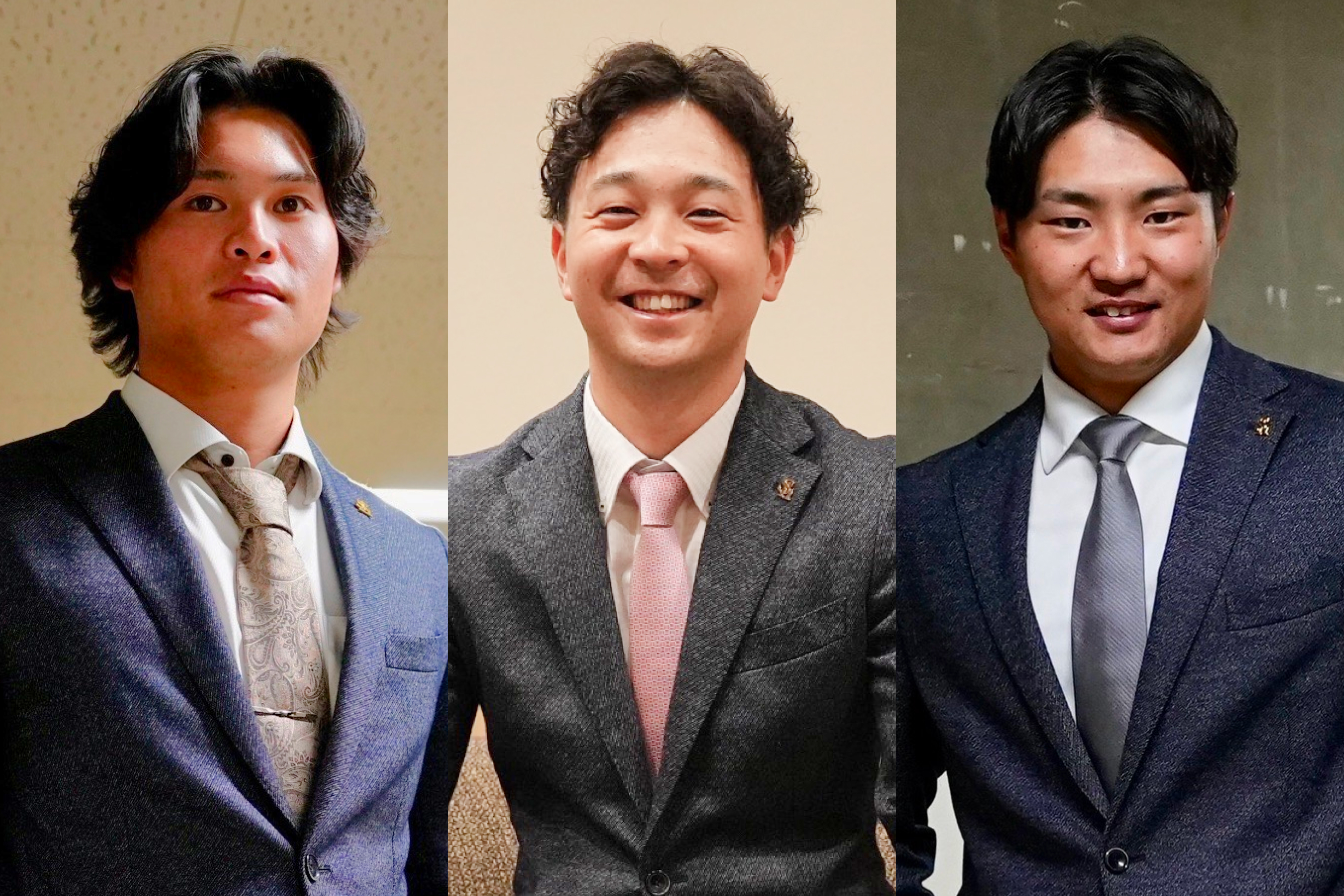 ソフトバンク・笹川吉康、川瀬晃、村田賢一（左から）【写真：冨田成美】