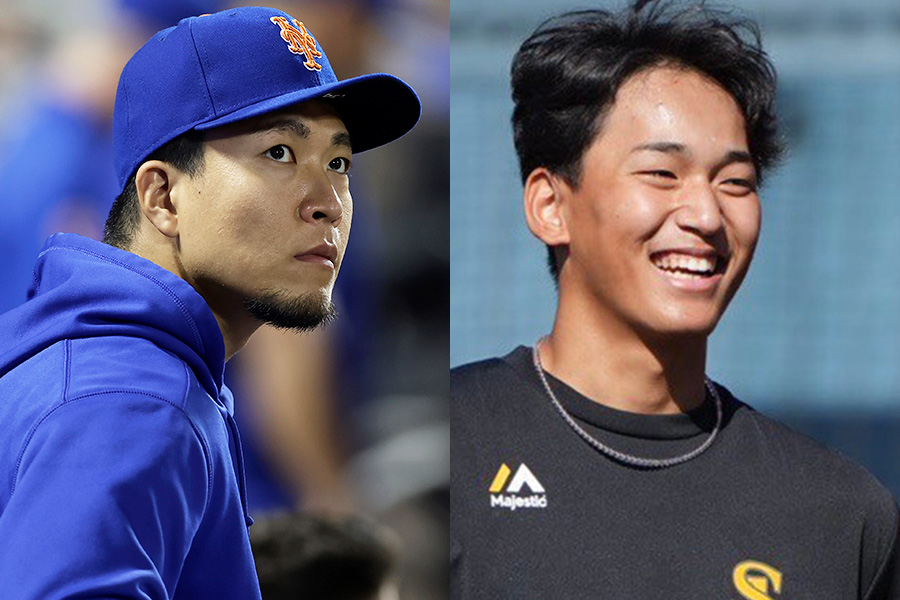 メッツ・千賀滉大（左）とソフトバンク・前田悠伍【写真：Getty Images、冨田成美】