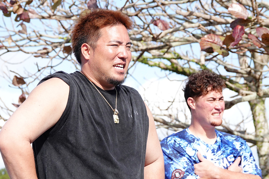 自主トレを公開した山川穂高（左）とリチャード【写真：竹村岳】