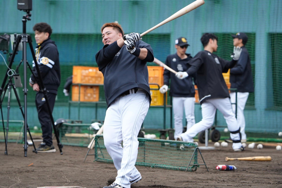 打撃練習に励む山川穂高【写真：冨田成美】