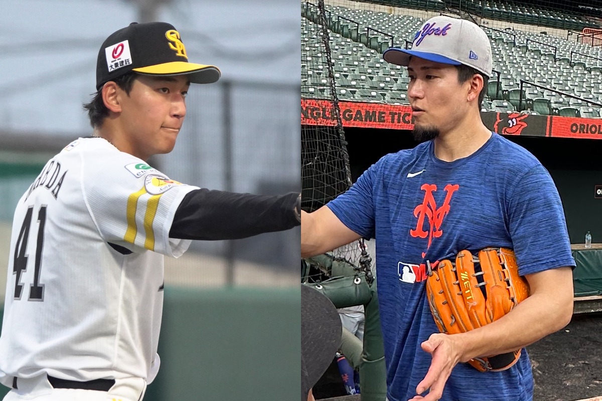 前田悠伍（左）、千賀滉大【写真：竹村岳、木崎英夫】