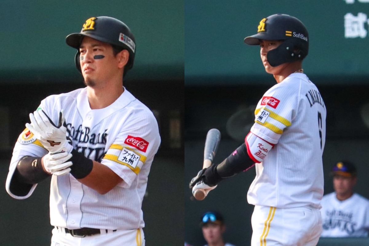 栗原陵矢（左）と今宮健太【写真；飯田航平】