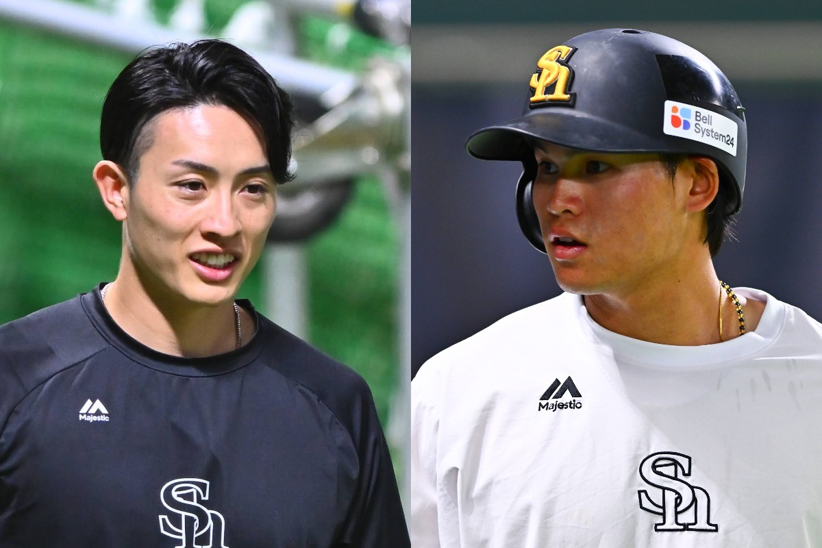 周東佑京（左）と笹川吉康【写真：古川剛伊】