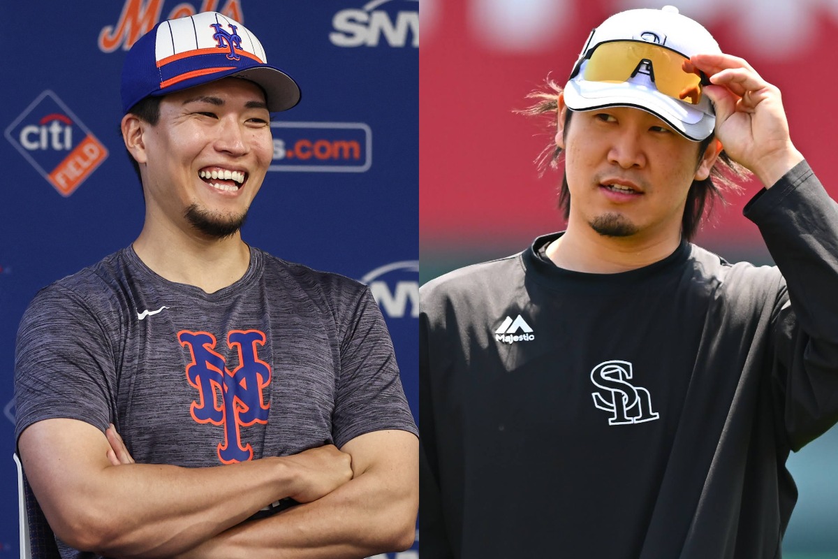 メッツ・千賀滉大（左）と杉山一樹【写真：ロイター、古川剛伊】