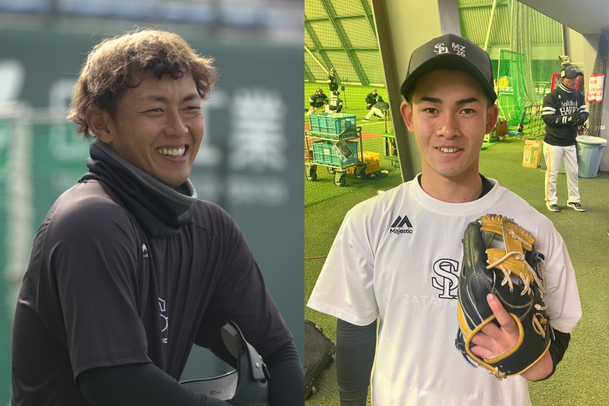 今宮健太（左）と江崎歩【写真：竹村岳、長濱幸治】