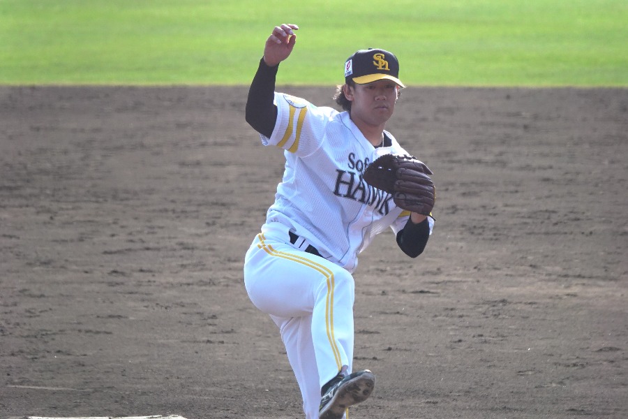 オープン戦で初登板した稲川竜汰【写真：竹村岳】