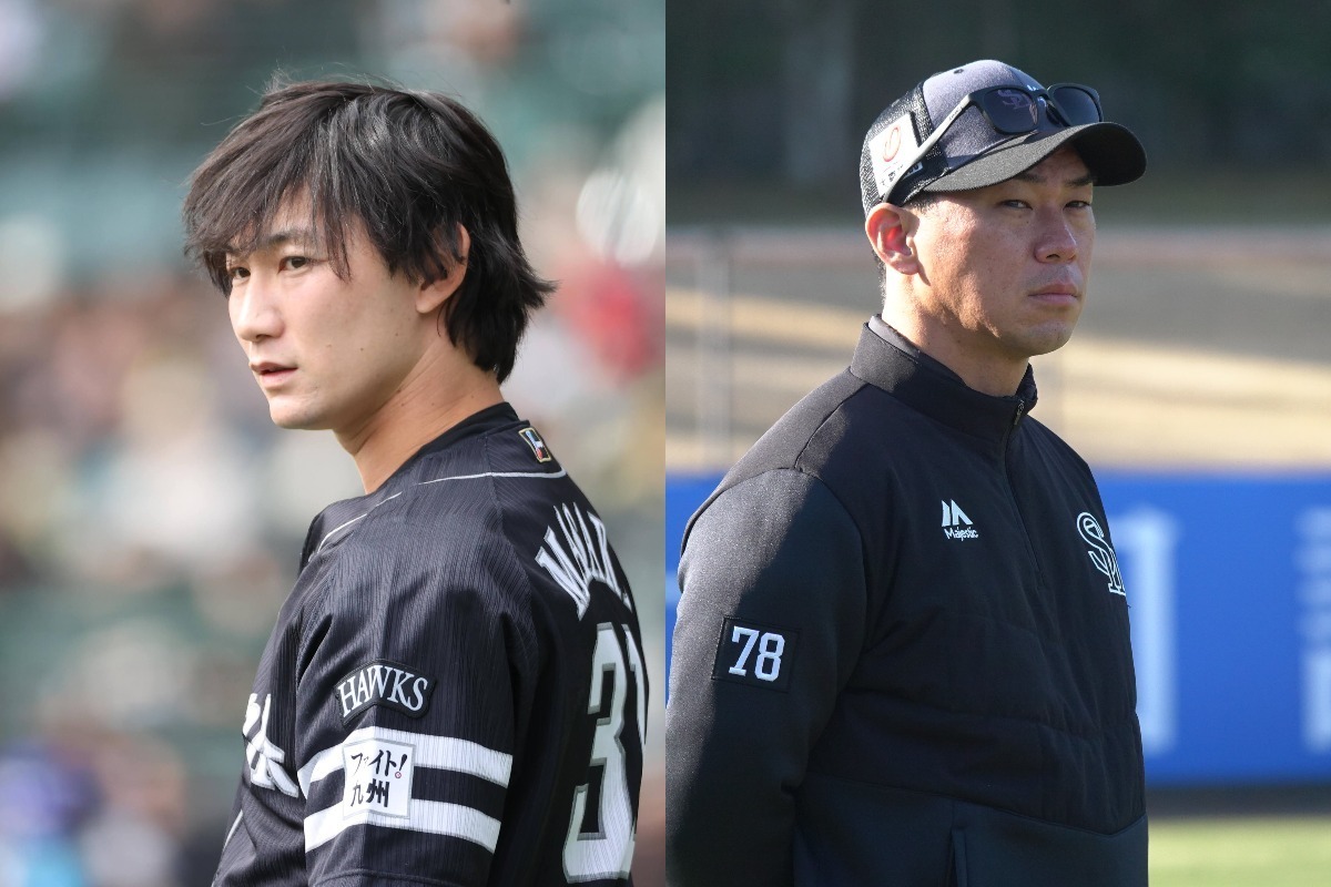 正木智也と長谷川勇也打撃コーチ兼スキルコーチ【写真：栗木一考、竹村岳】