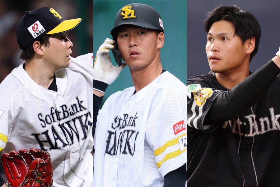 大江竜聖、秋広優人、笹川吉康（左から）【写真：加治屋友輝、栗木一考】