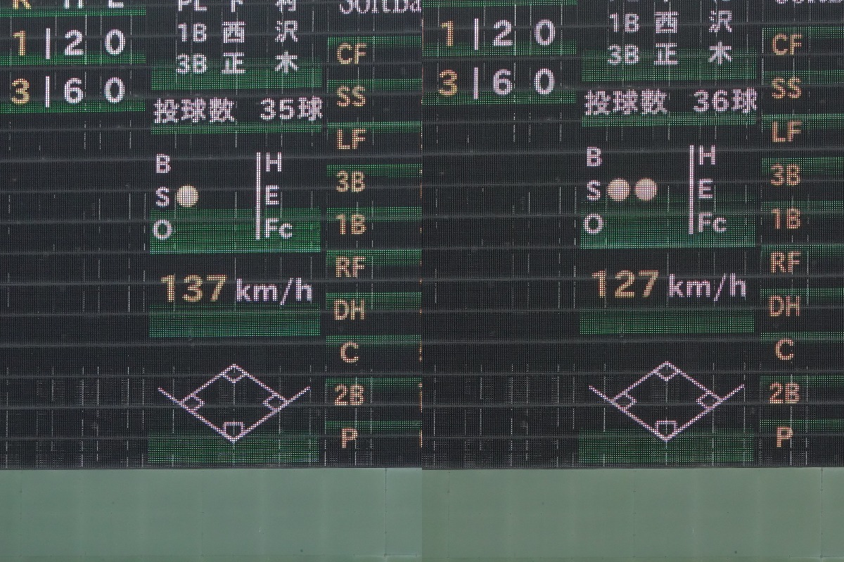 中村稔弥が投じる直球（左）とツーシームの球速差【写真：竹村岳】