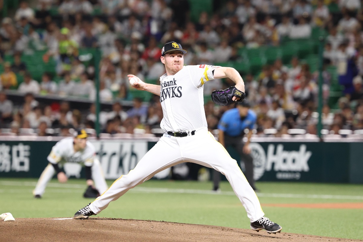 オリックス戦で6勝目を挙げたカーター・スチュワート・ジュニア【写真：栗木一考】