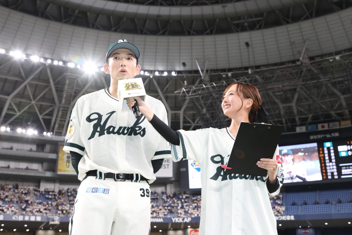 8月4日にヒーローインタビューを受ける山本祐大【写真：栗木一考】
